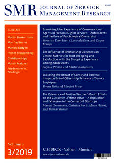 Towards entry "The Third Issue of 2019 of the Journal of Service Management Research (SMR) Has Been Published!"