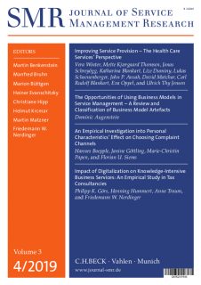 Towards entry "New insights in Health Services, Business Model Artefacts, Complaint Management and more: The fourth issue of the Journal of Service Management Research (SMR) is now available."